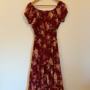 Trixxi Burgundy Floral Dress